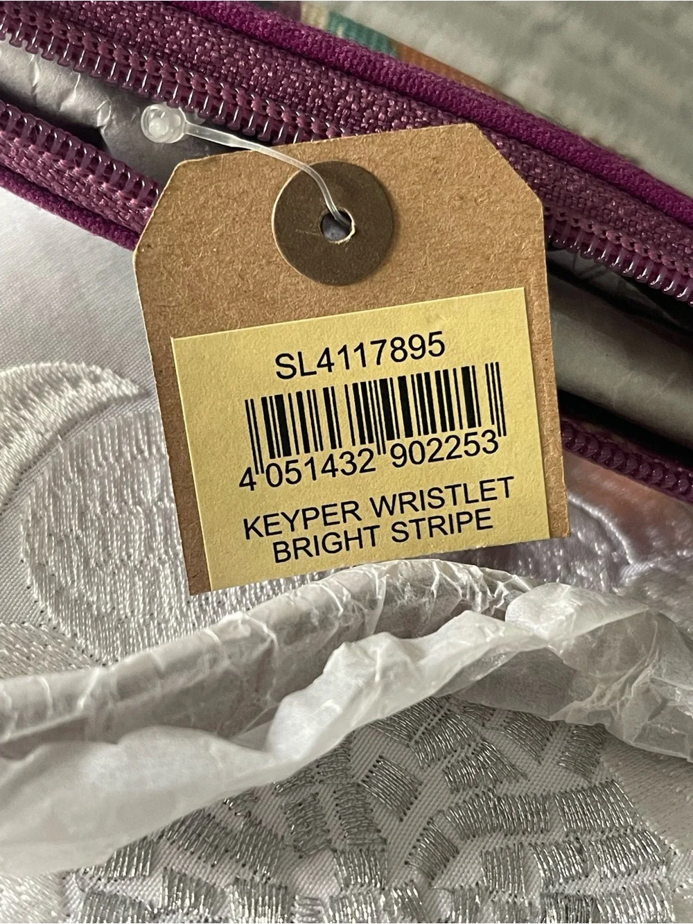 Fossil Multicolor Striped Wristlet with Purple Trim